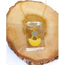 Ασημένιο κολιέ επίχρυσο - με ημιπολύτιμη πέτρα aqua marine (SN191)